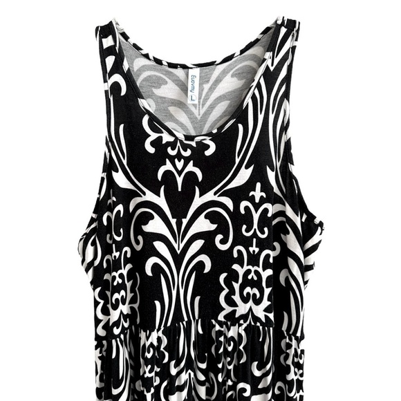 Euovmy Black White Roundneck Sleeveless Maxi Dress Size Large Party Summer - Picture 4 of 13